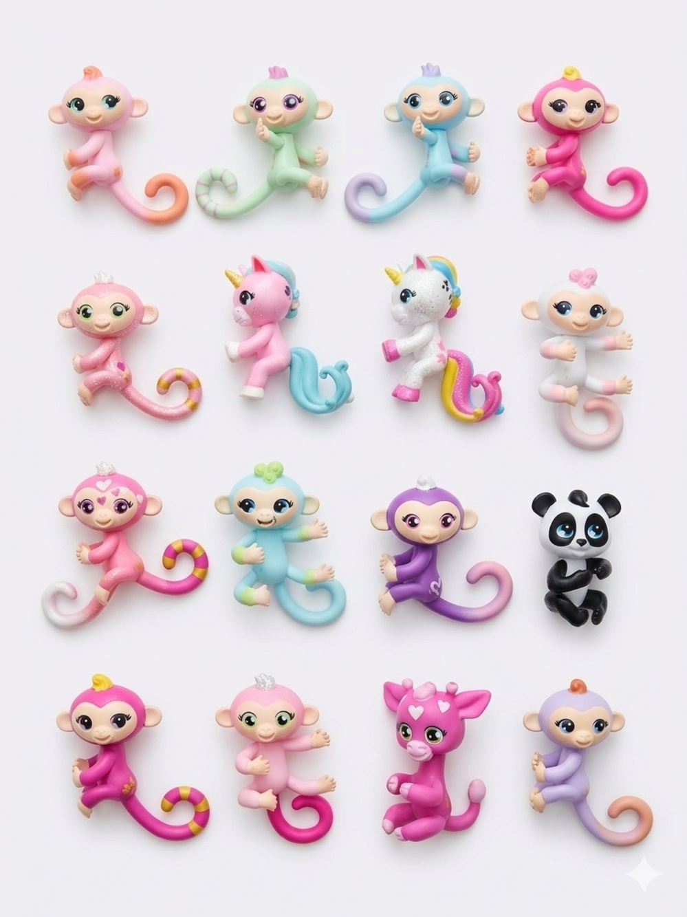 Woo Wee Fingerlings Minis Lot Of 16 Miniature Toy Figures Monkeys Unicorn